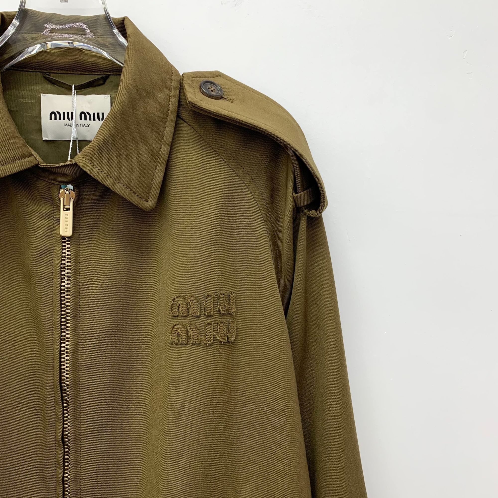 Miu Miu Miu Miu Khaki Green Oversized Cotton Jacket With Elastic Hem Size XS / US 0-2 / IT 36-38 - 3 Thumbnail