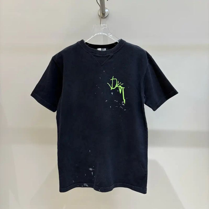 Dior Black Cotton Embroidered Short Sleeve T-Shirt 0089