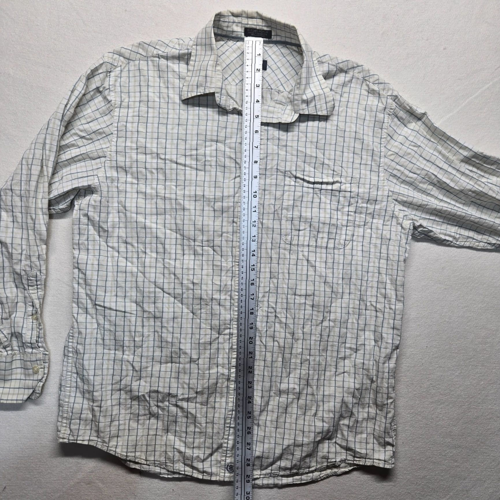 Izod VINTAGE IZOD Men's Shirt Casual Business Long Sleeve Button-Up Cotton Check Large White Size US L / EU 52-54 / 3 - 6 Thumbnail