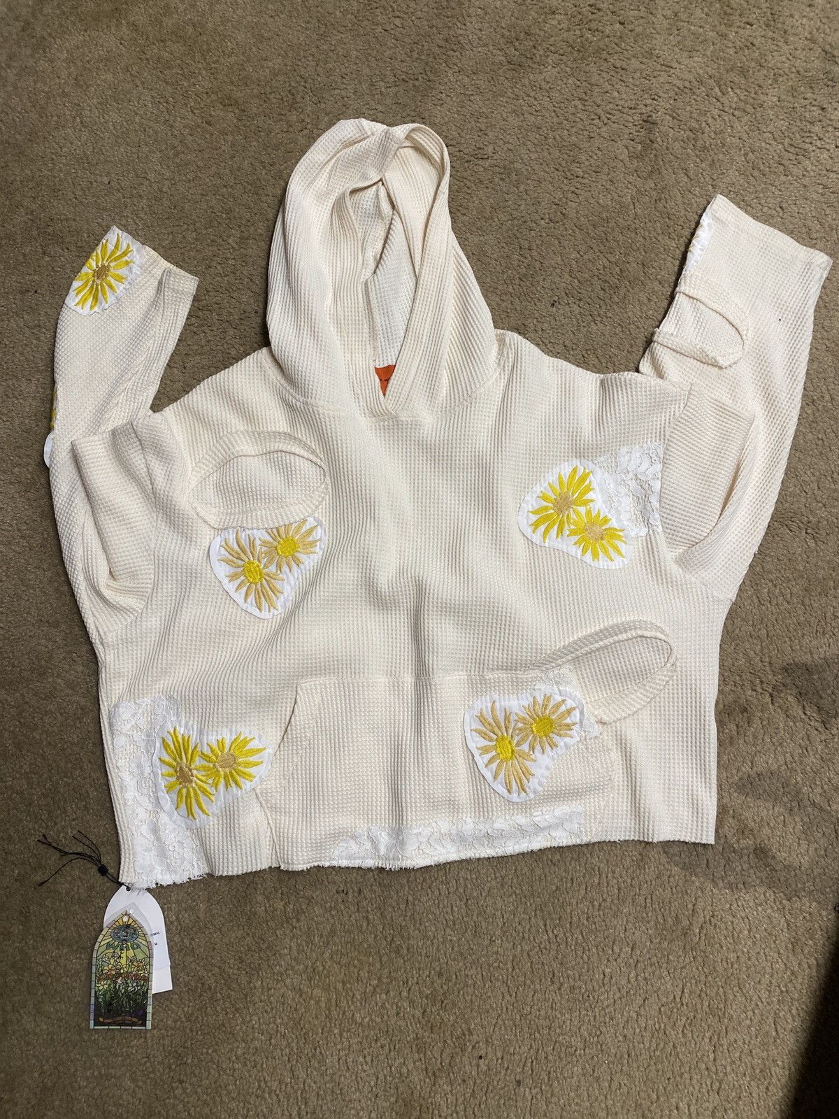 Who Decides War- Beige Melted Thermal Hooded Sweater