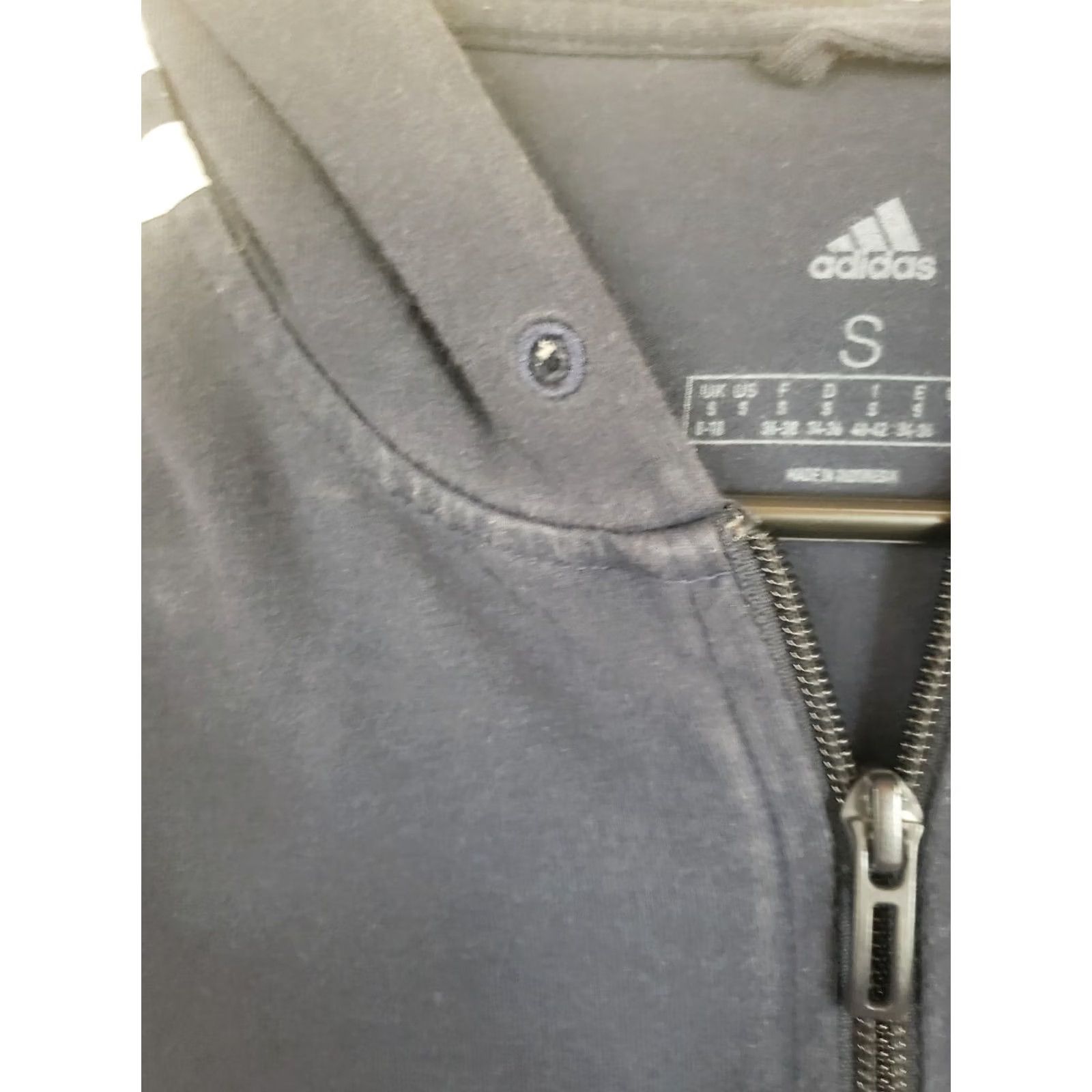 Adidas Adidas Men's S Navy Blue Full Zip Hooded Track Jacket Three Stripes on Arms & Shoulders, 36 in Chest, Jersey, Polyester, Regular Size, Jacket, Men Size US S / EU 44-46 / 1 - 5 Thumbnail