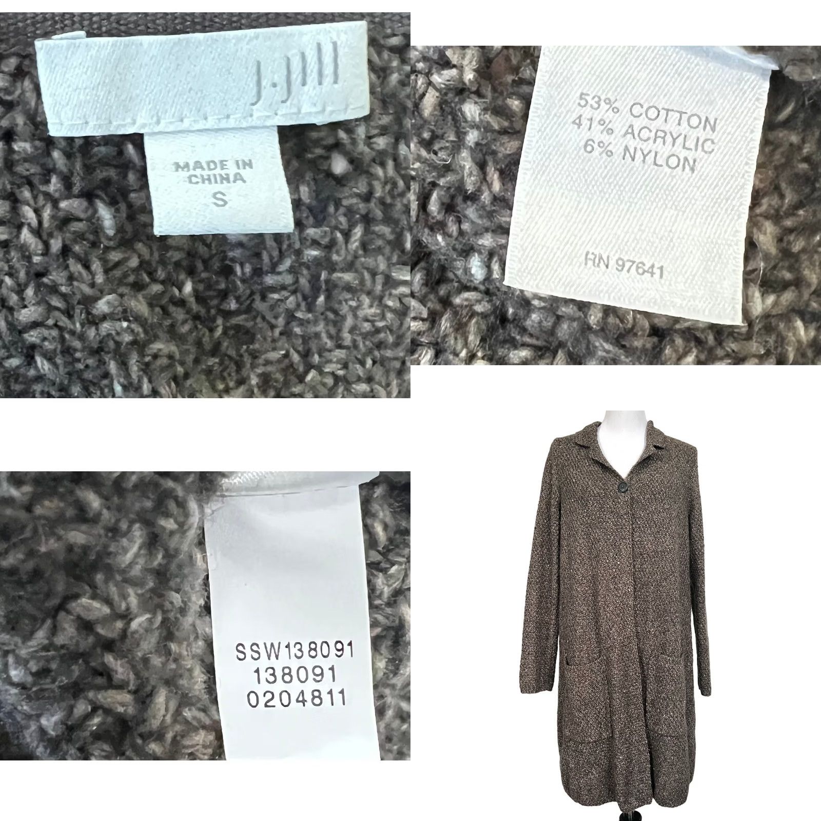 J. Jill J.Jill Cardigan Sweater Boucle Duster Brown Cotton Blend Women’s S Cardigan Cozy Winter Wool Blend (Note: No new info; only rearranged) Size S / US 4 / IT 40 - 8 Thumbnail