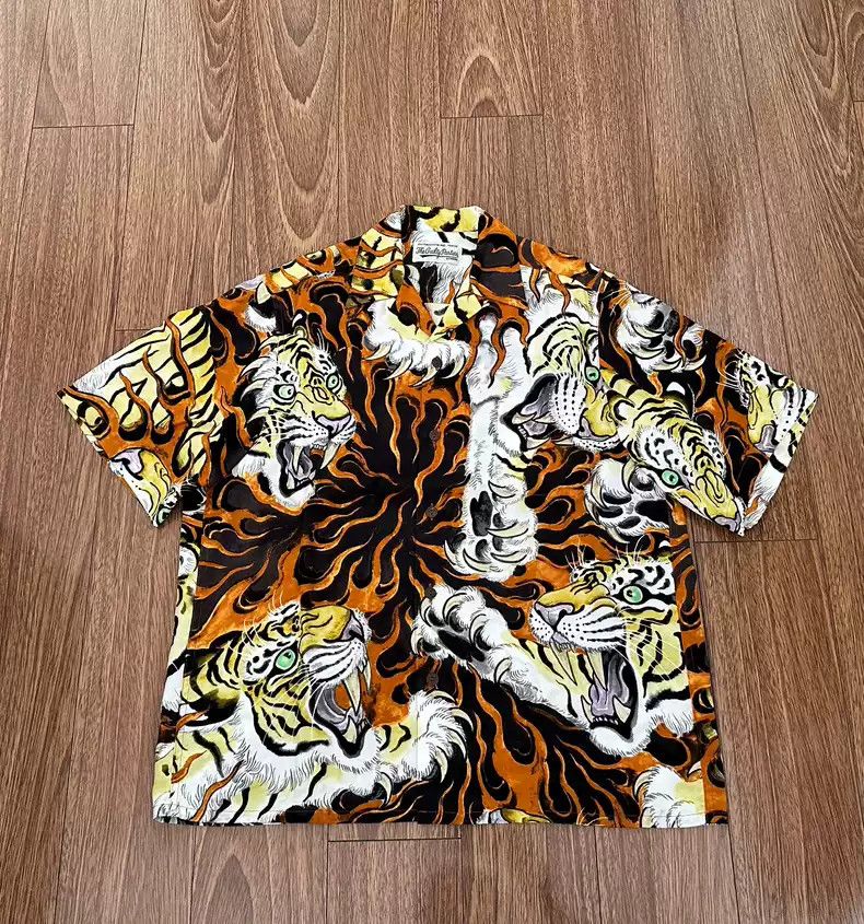 Wacko Maria WACKO MARIA x TIM LEHI Flame Tiger Hawaii Short sleeved Shirt |  Grailed