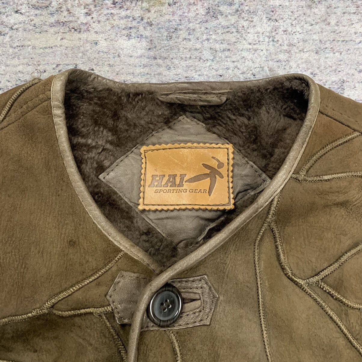 90s hai sporting gear issey miyake patchwork leather jacket