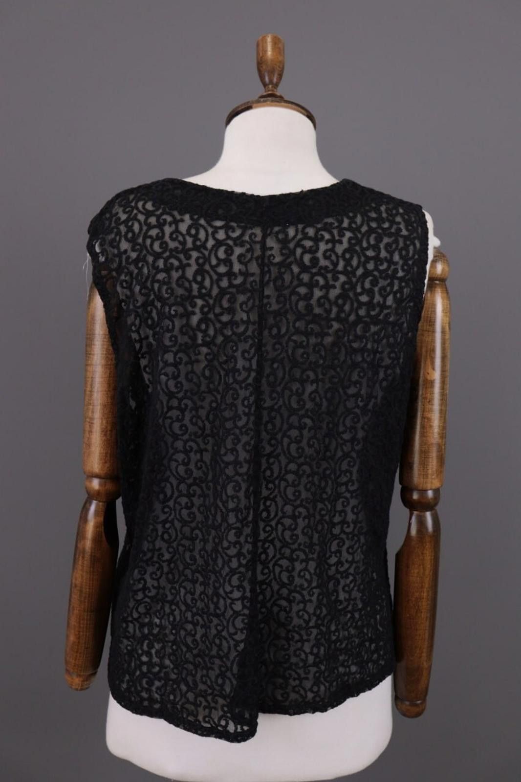 Designer Sarah Santos Black Mesh Sleveless Top Blouse Size S Size S / US 4 / IT 40 - 10 Thumbnail