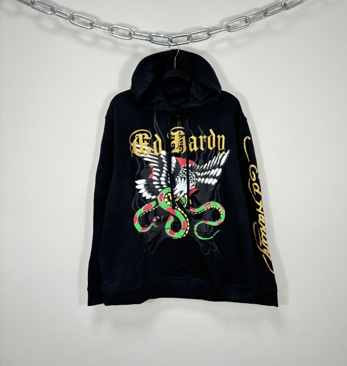 Christian Audigier Vintage Ed Hardy Eagle Snake Tattoo Logo Y2K Black Hoodie Size US XL / EU 56 / 4 - 1 Thumbnail