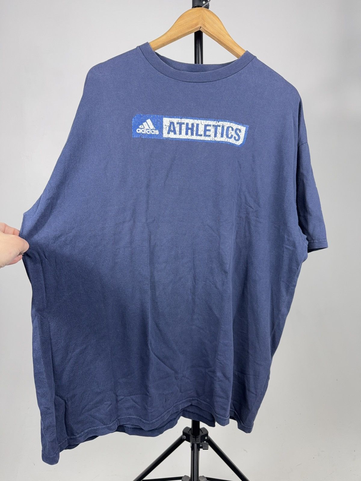 Adidas Vintage 00s Adidas Athletics Faded Navy Blue Cracked Logo Size US XL / EU 56 / 4 - 3 Thumbnail