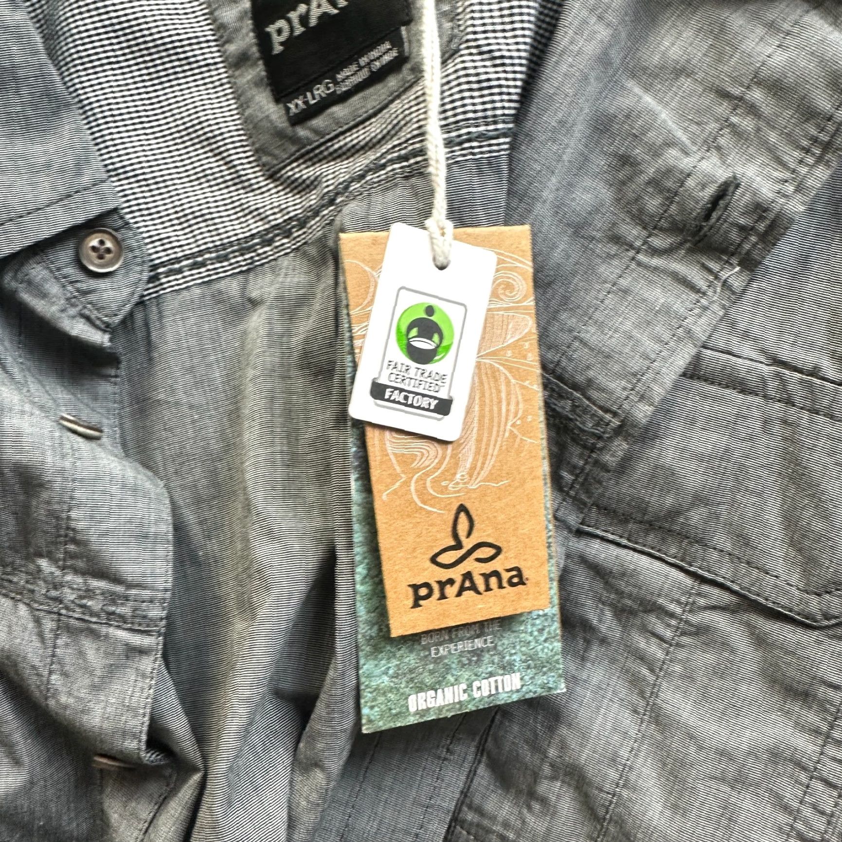 Prana NEW Prana Shirt Mens 2XL XXL Gray Slim Fit Button Up Outdoors Hiking Size US XXL / EU 58 / 5 - 6 Thumbnail