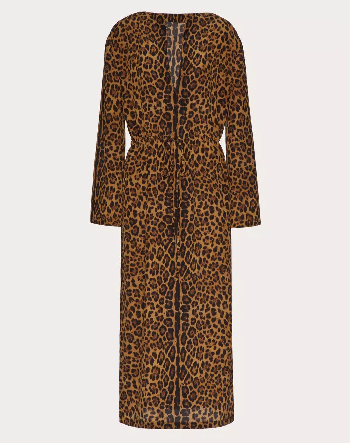 Valentino o1s1wg110625 Animal Crepe De Chine Dress in Leopard/Brown Size L / US 10 / IT 46 - 1 Thumbnail