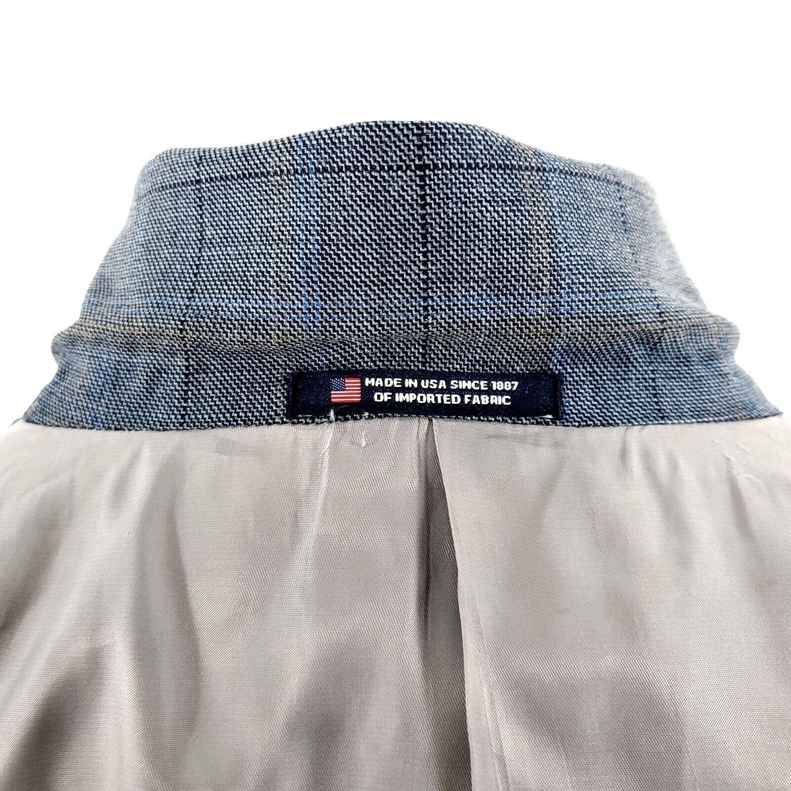 Hart Schaffner Marx Hart Schaffner Marx Wool 2 Button Blazer 42R Blue Sharkskin Size 42R - 11 Thumbnail