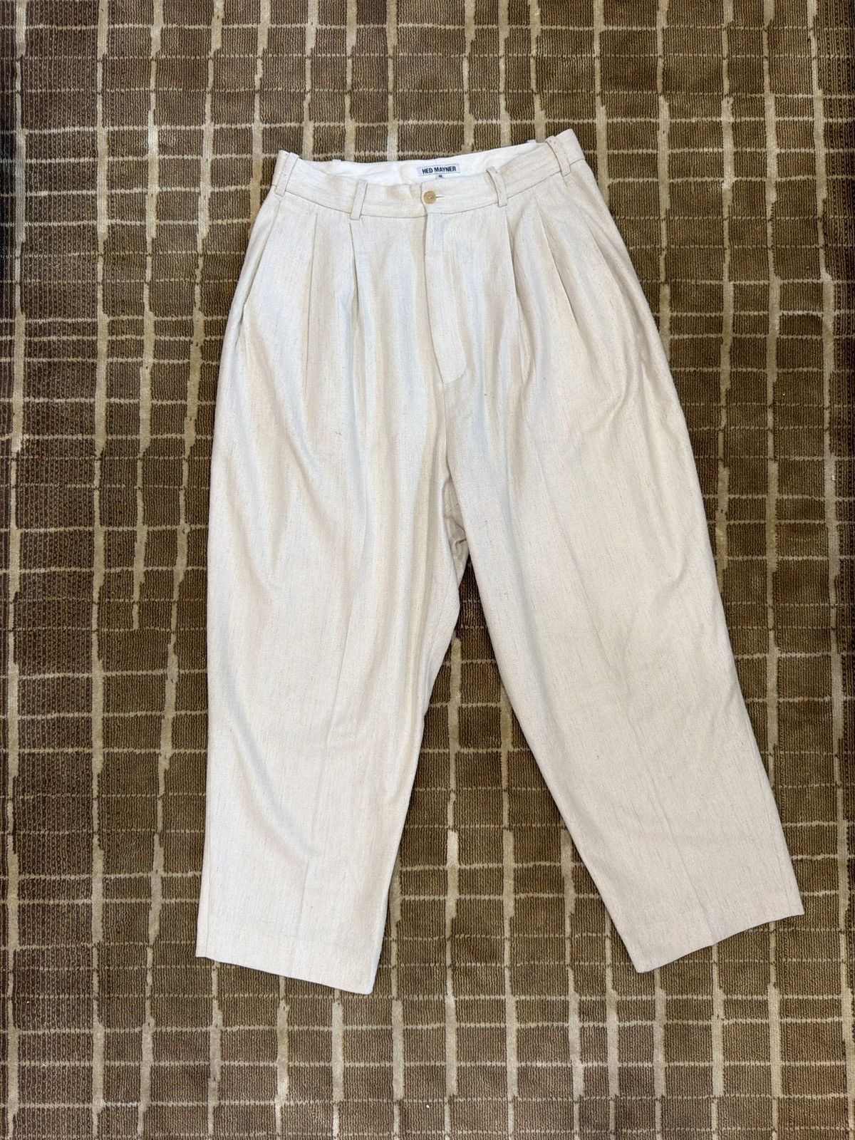 Hed Mayner Japanese Wool Linen Cashmere Pleated Trousers Size US 31 - 1 Thumbnail