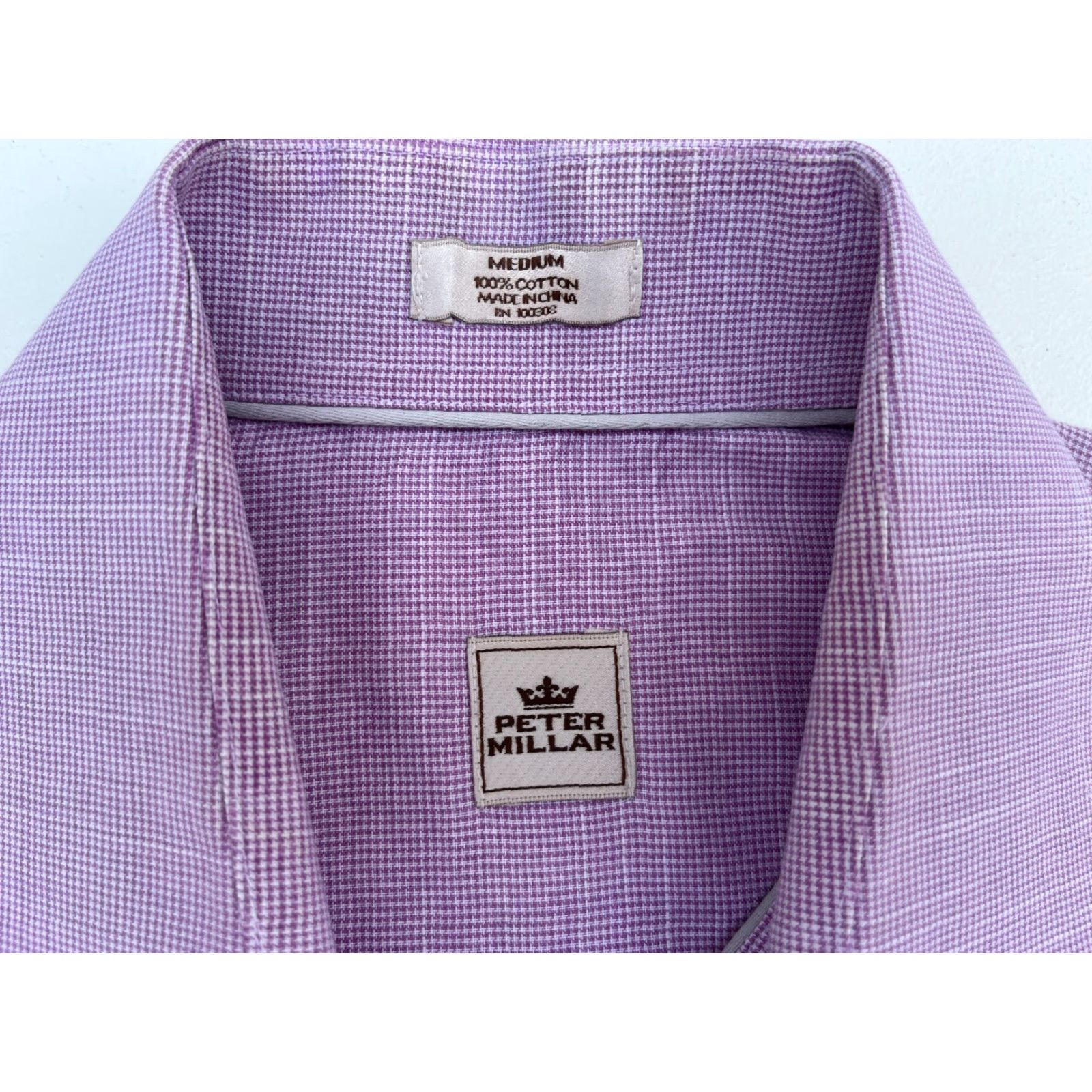 Peter Millar VINTAGE Peter Millar Button-Up Shirt Micro Check Mens M Purple Lilac Cotton Woven Long Sleeve Collared Button-Up 90s (if applicable) Mens Size US M / EU 48-50 / 2 - 4 Thumbnail