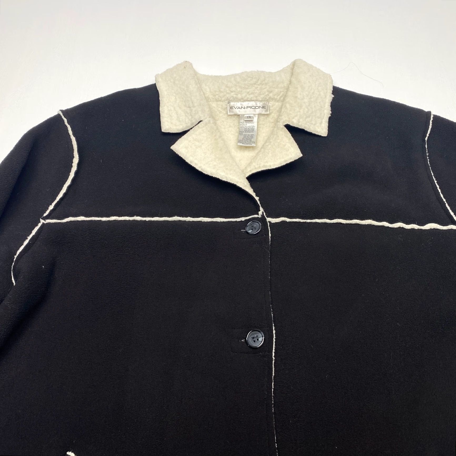 Evan Picone VINTAGE Evan-Picone Fleece Jacket Womens 1X Black Button Up Serpa Lined Pocket 7607 Size XL / US 12-14 / IT 48-50 - 5 Thumbnail