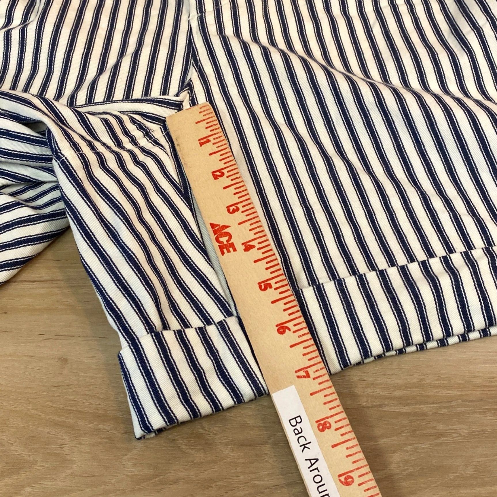 Lands' End Lands' End Womens 20W Striped Pleated Tailored Shorts Navy White Classic Short Size 42" / US 20 - 3 Thumbnail