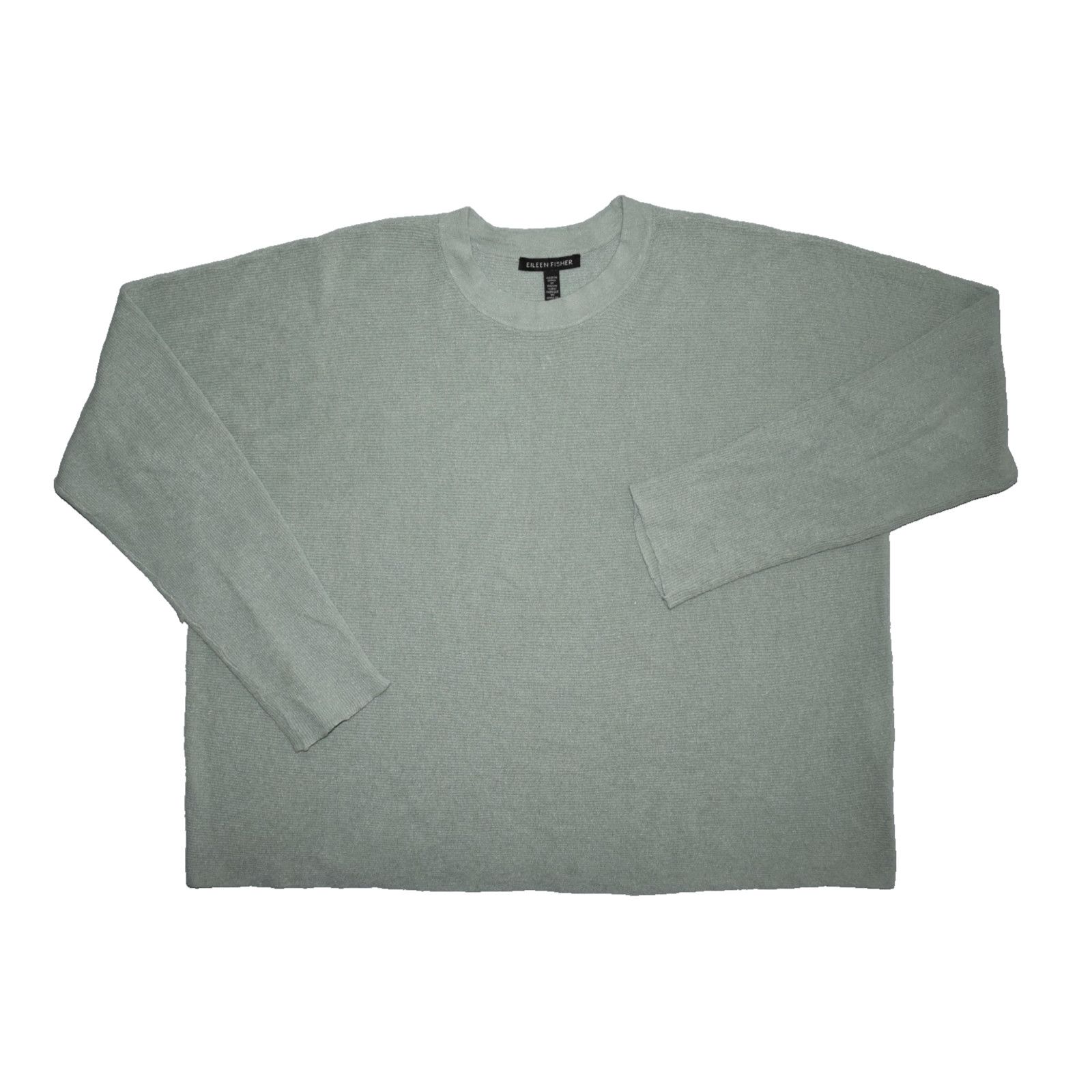 Eileen Fisher EILEEN FISHER Mist Green Linen Knit Crew Neck Sweater Sz XS Size XS / US 0-2 / IT 36-38 - 4 Thumbnail