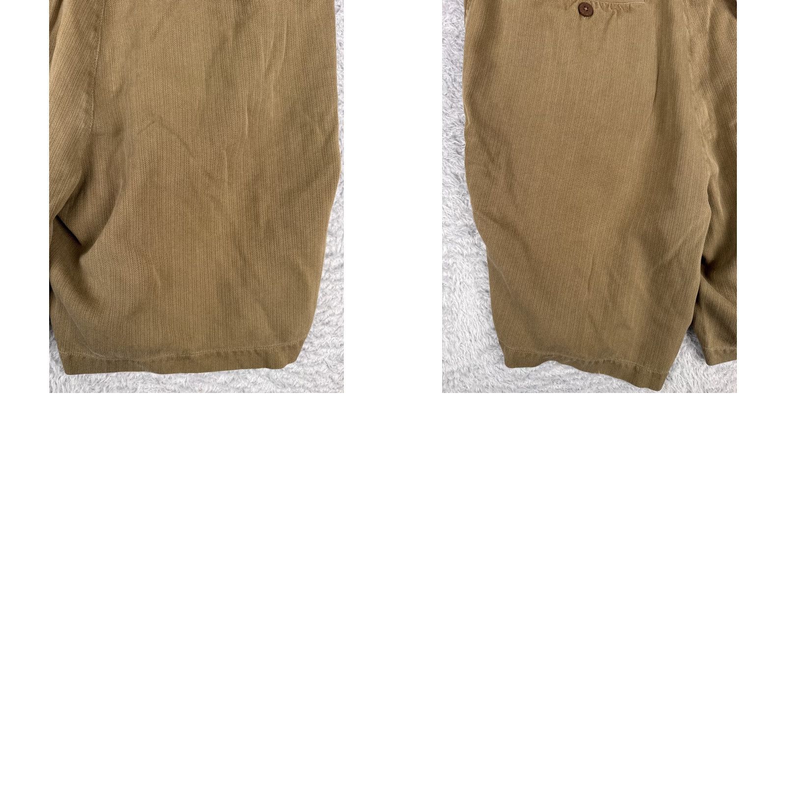 Tommy Bahama Tommy Bahama Shorts Men Bermuda 35 Brown Silk Pleated 100% Silk Beach Vacation 34x8 Bermuda Shorts Mens Size US 35 - 10 Thumbnail