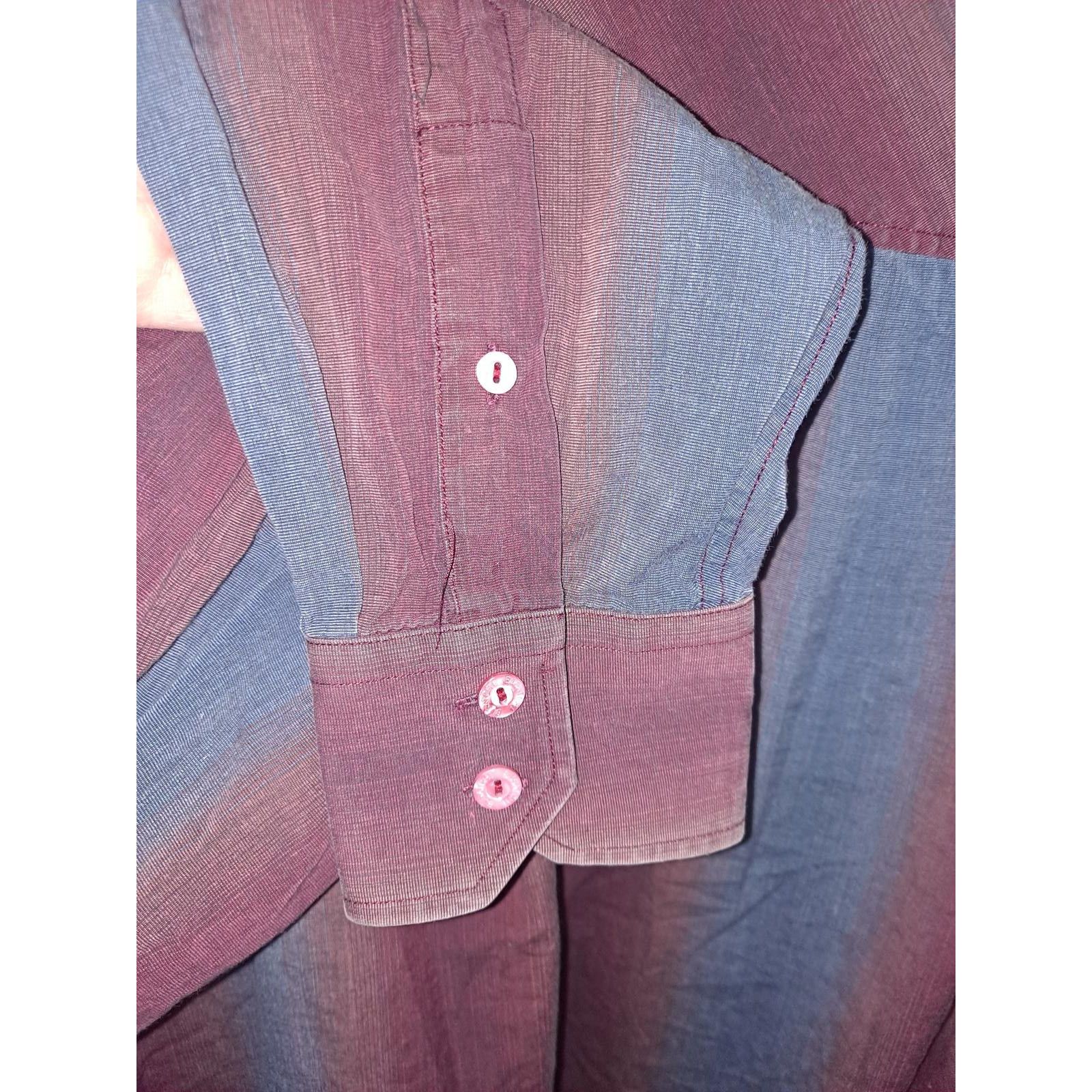 BUGATCHI Bugatchi Blue and Red Striped Button Up Long Sleeve Shirt Si Size US XL / EU 56 / 4 - 4 Thumbnail