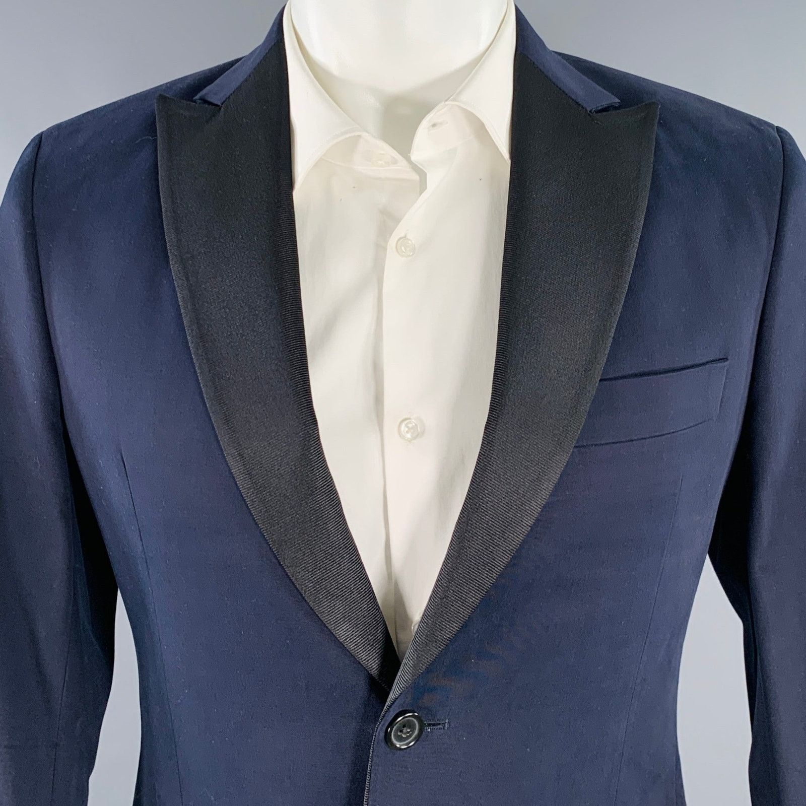 Todd Snyder TODD SNYDER Size 42 Navy Black Wool Peak Lapel Sport Coat Size 42R - 2 Thumbnail