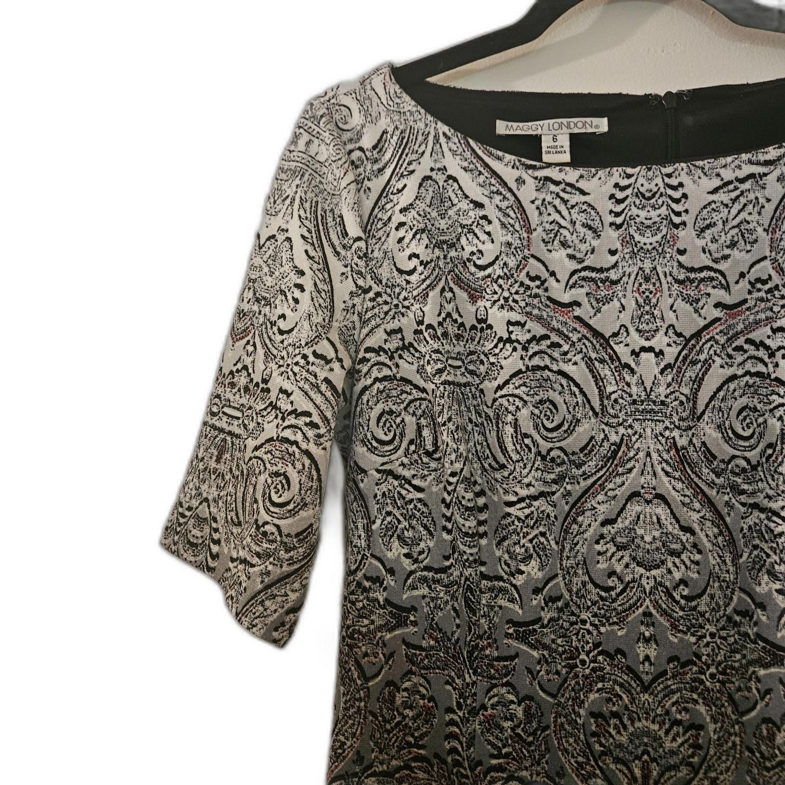 Designer Maggy London Baroque Jacquard Brocade Sheath Dress - Size 6 Size M / US 6-8 / IT 42-44 - 3 Thumbnail