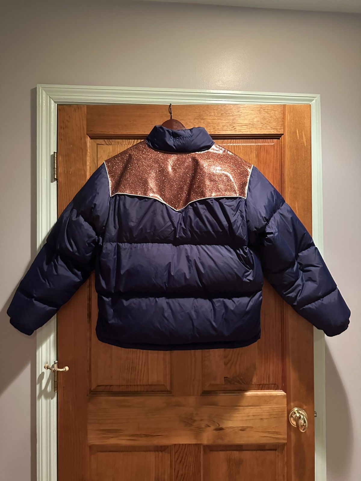 Supreme Supreme Glitter Yoke Down Puffer Jacket 'Navy' Size US M / EU 48-50 / 2 - 8 Thumbnail