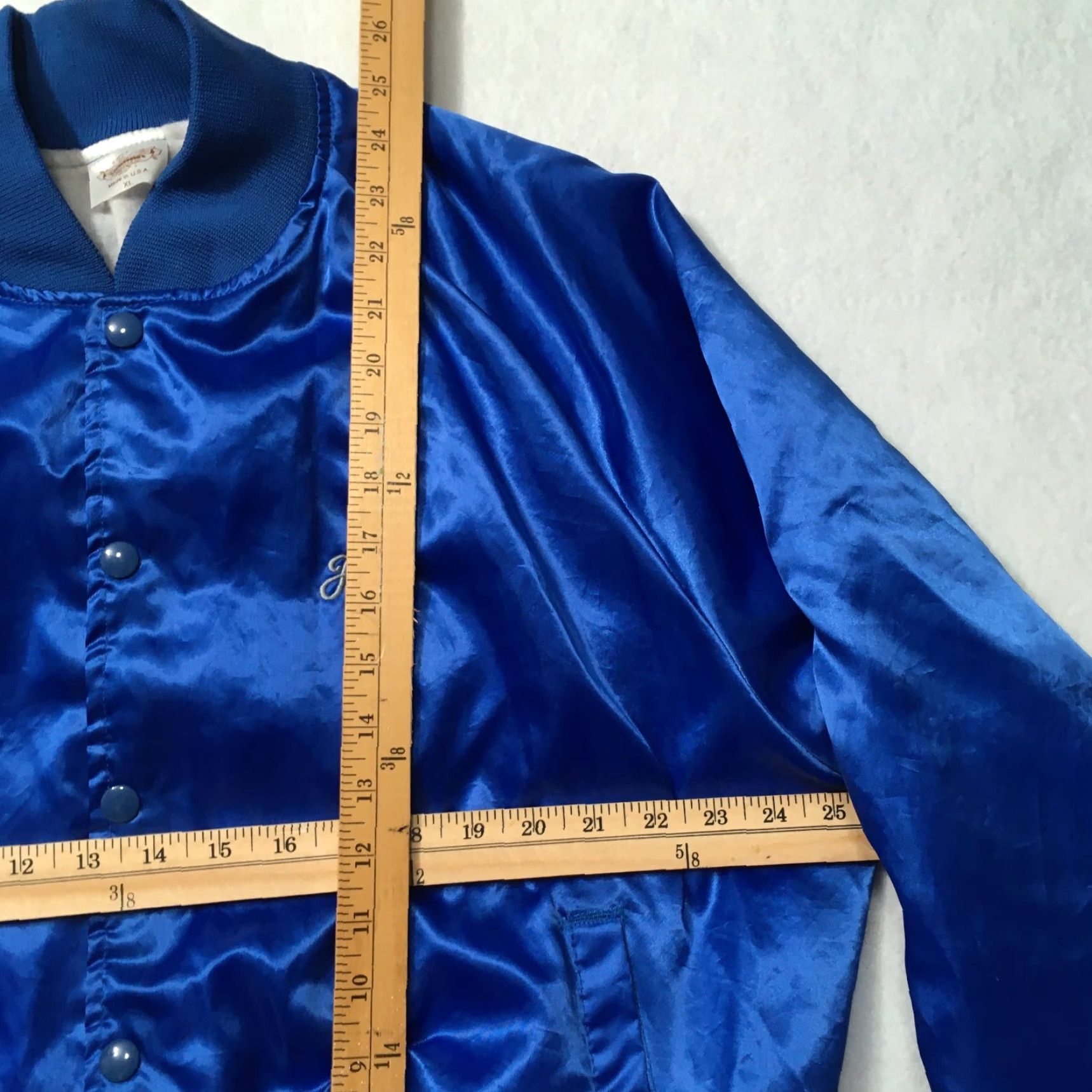 Vintage VINTAGE Auburn blue Satin Jacket BECHTEL GOLF CLUB XL USA JIM FLEECE LINED Jacket Mens XL Blue USA Satin Bomber Lined Size US XL / EU 56 / 4 - 6 Thumbnail