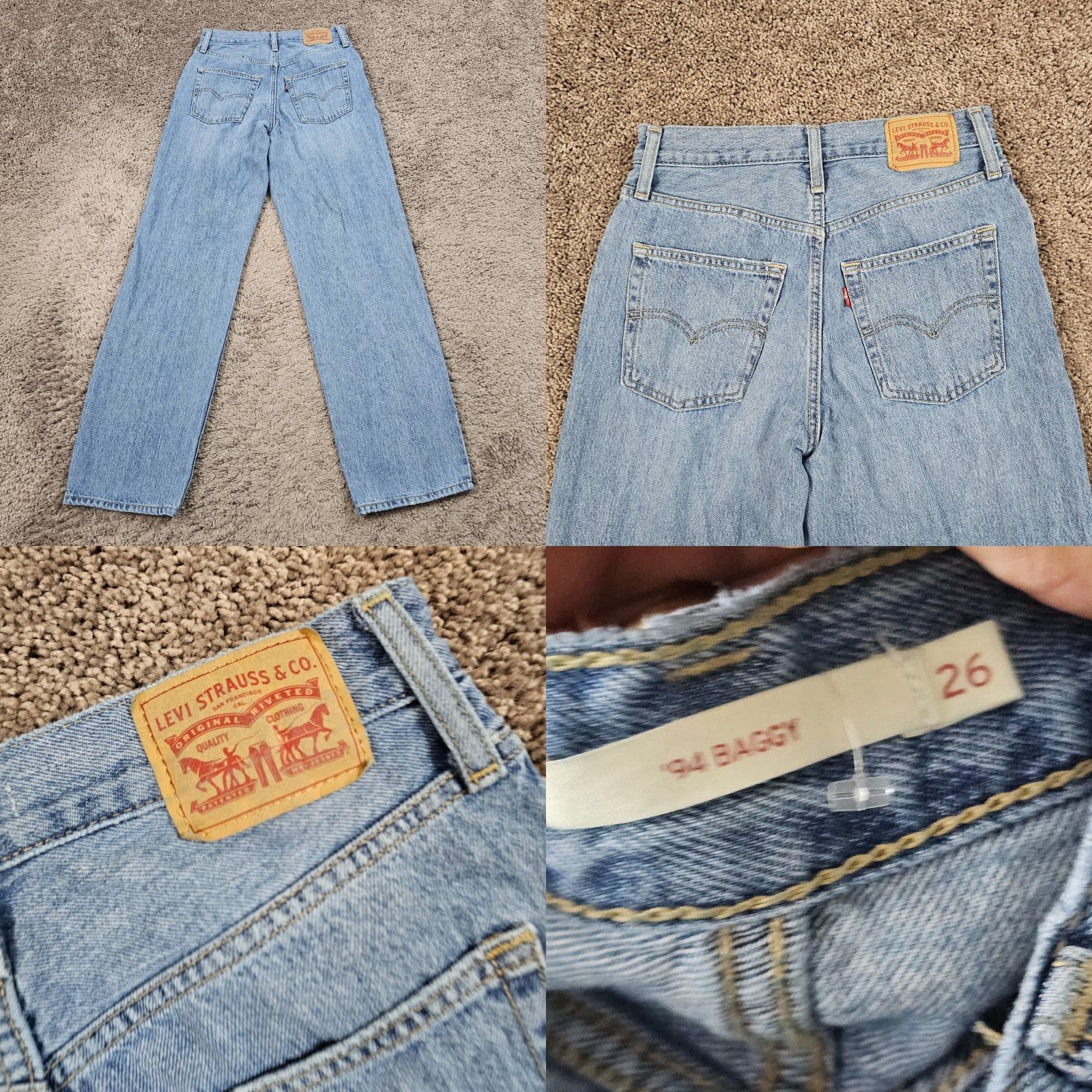 Levi's Levi's 94 Baggy Jeans Women 24 High Rise 100% Cotton Distressed Denim 25x31 Baggy Jeans 90s Levi's Women High Rise Distressed Denim 100% Cotton 25x31 Size 42" / US 20 - 8 Thumbnail
