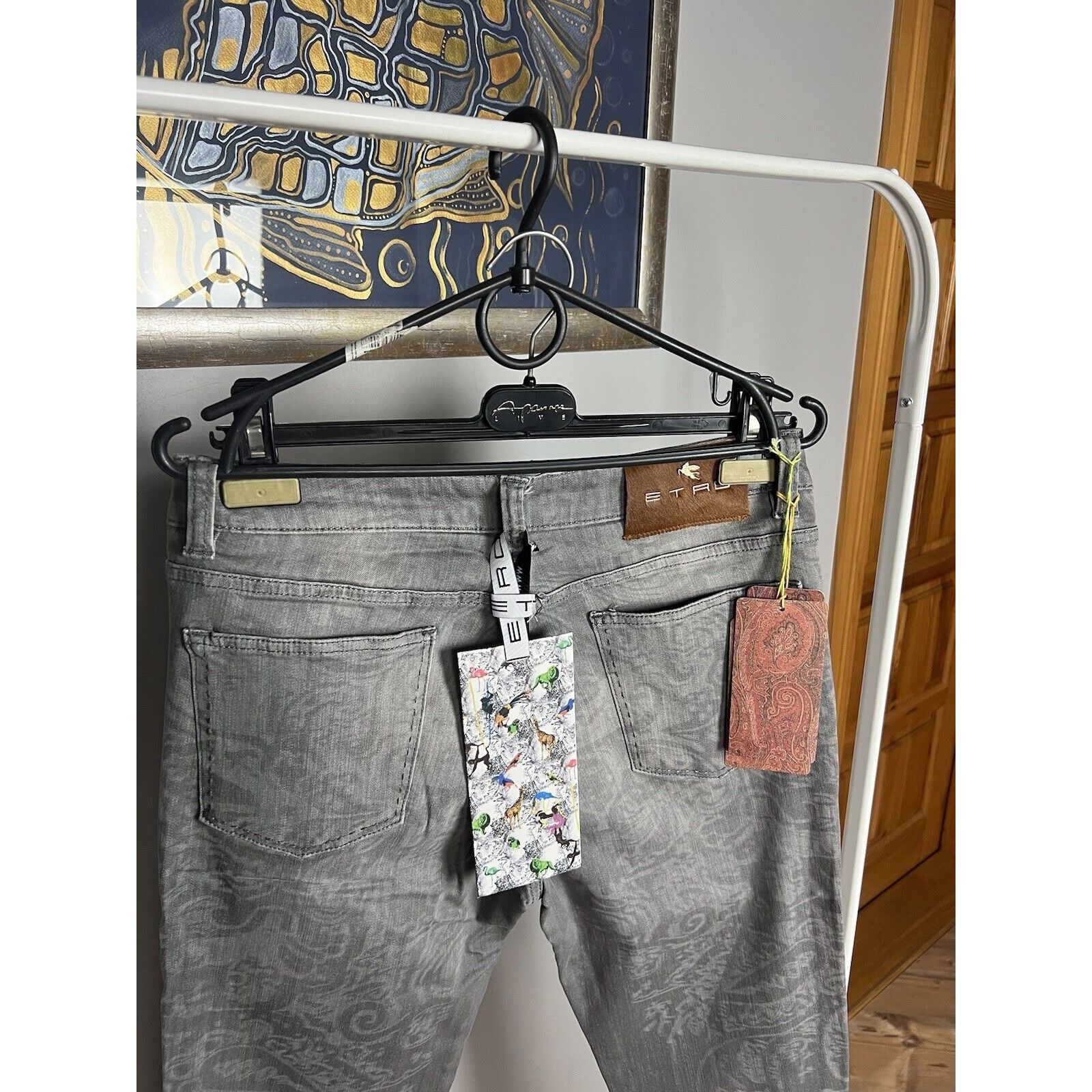 Etro NWT ETRO Paisley Men`s Gray Slim Fit Skinny Jeans Size 31 Size US 31 - 9 Thumbnail