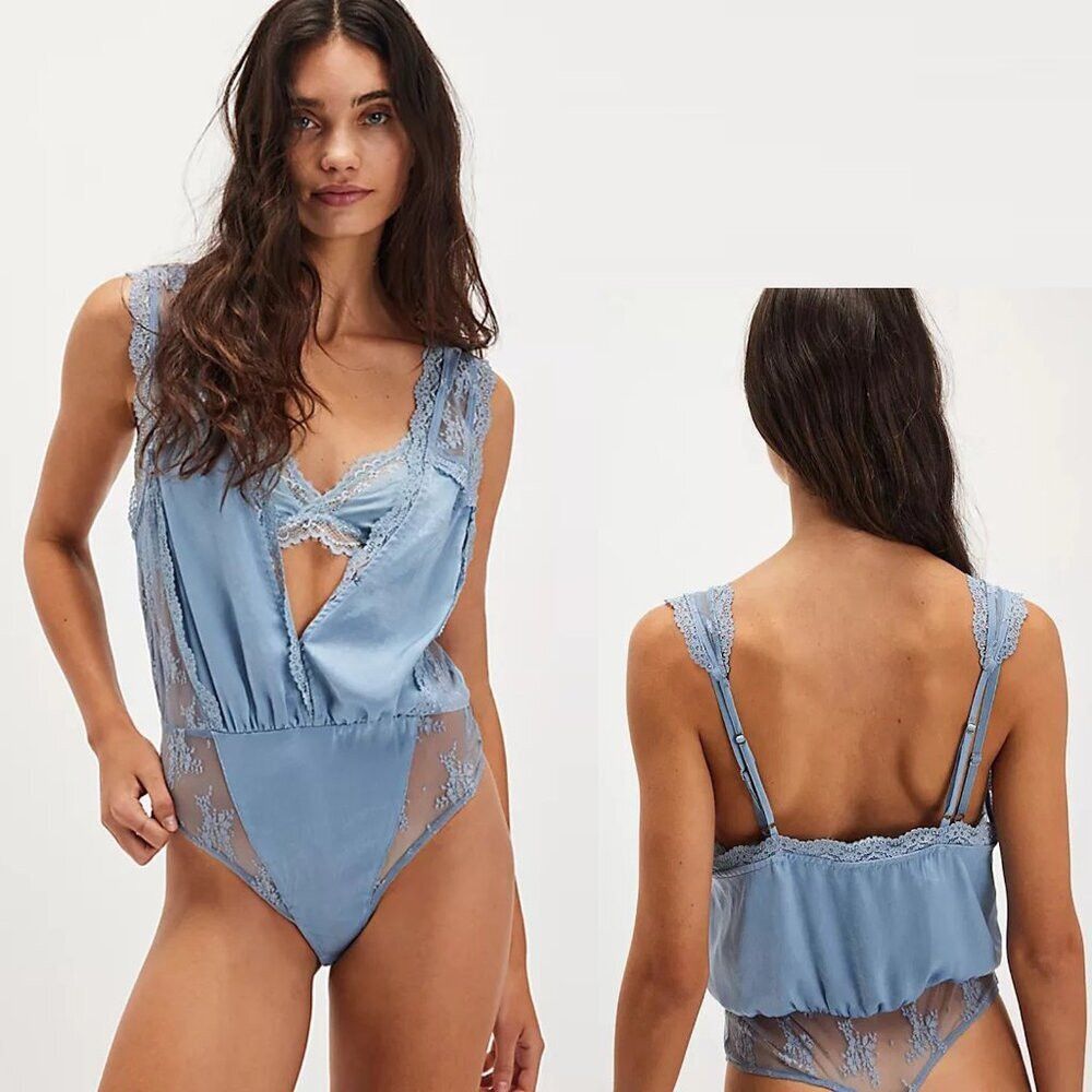 Free People NWT New Free People Tell Me More Autumn Sky Blue Bodysuit S Size M / US 6-8 / IT 42-44 - 1 Thumbnail