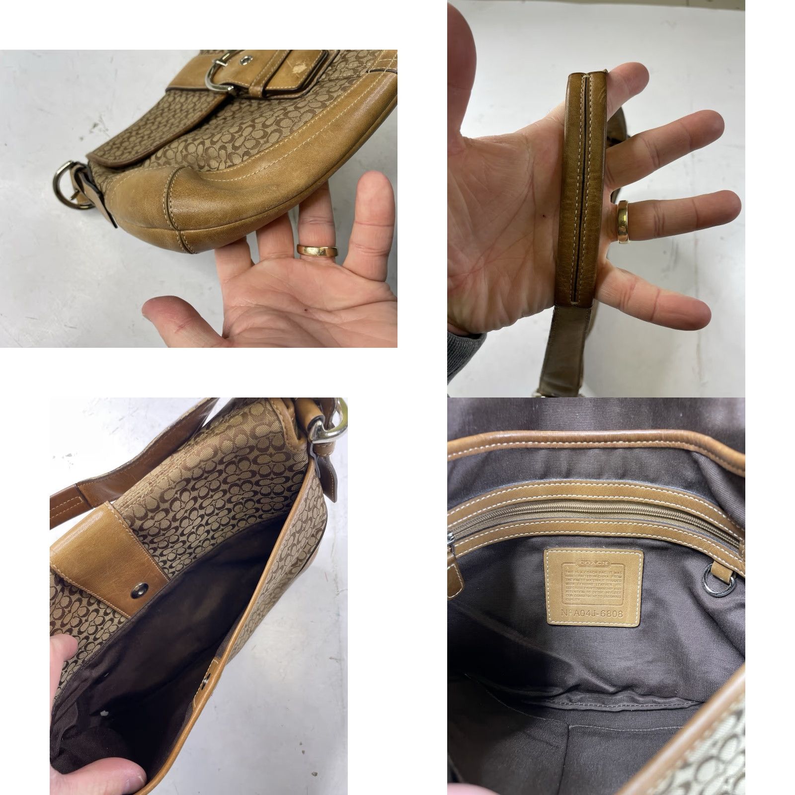 Coach VINTAGE Coach Soho Shoulder Bag Women Small Brown Suede Canvas Leather Signature C Size ONE SIZE - 8 Thumbnail