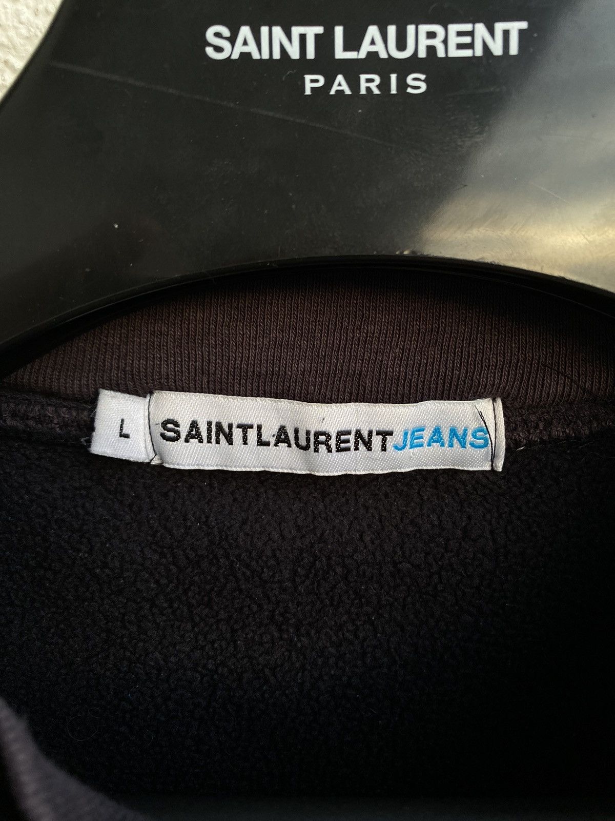 Yves Saint Laurent Fleece YSL Sweatshirt Black Big Logo YSL Sweater Size US L / EU 52-54 / 3 - 4 Thumbnail