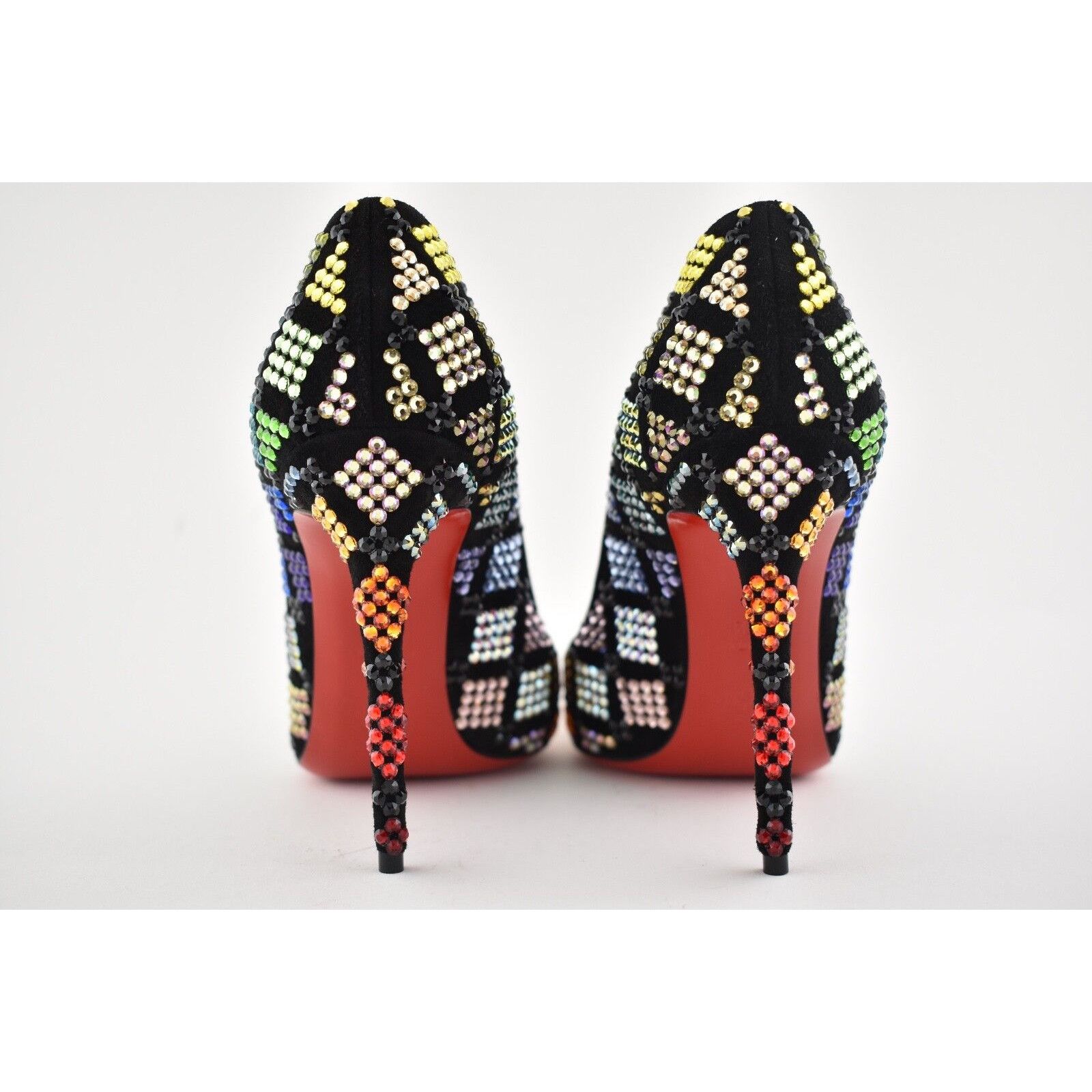 Christian Louboutin Arletta 100 Black Suede Red Strass Pigalle Heel Pump 36.5 Size US 6.5 / IT 36.5 - 11 Thumbnail
