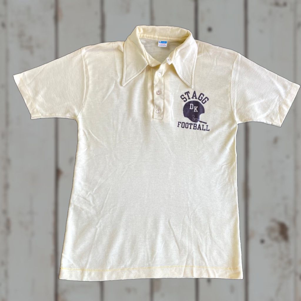 Champion VINTAGE Champion Polo Shirt Men L Yellow California Football School DK Stagg High School 70s 80s Size US L / EU 52-54 / 3 - 1 Thumbnail