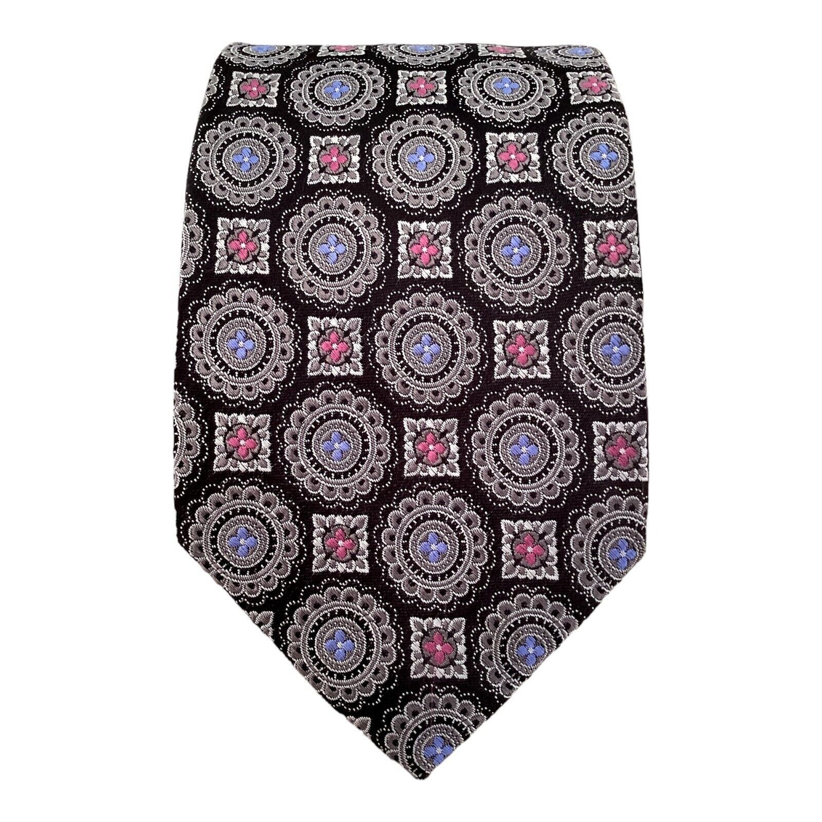 Robert Talbott ROBERT TALBOTT Gray Medallion Print Silk Tie Hand Swin In US Size ONE SIZE - 6 Thumbnail