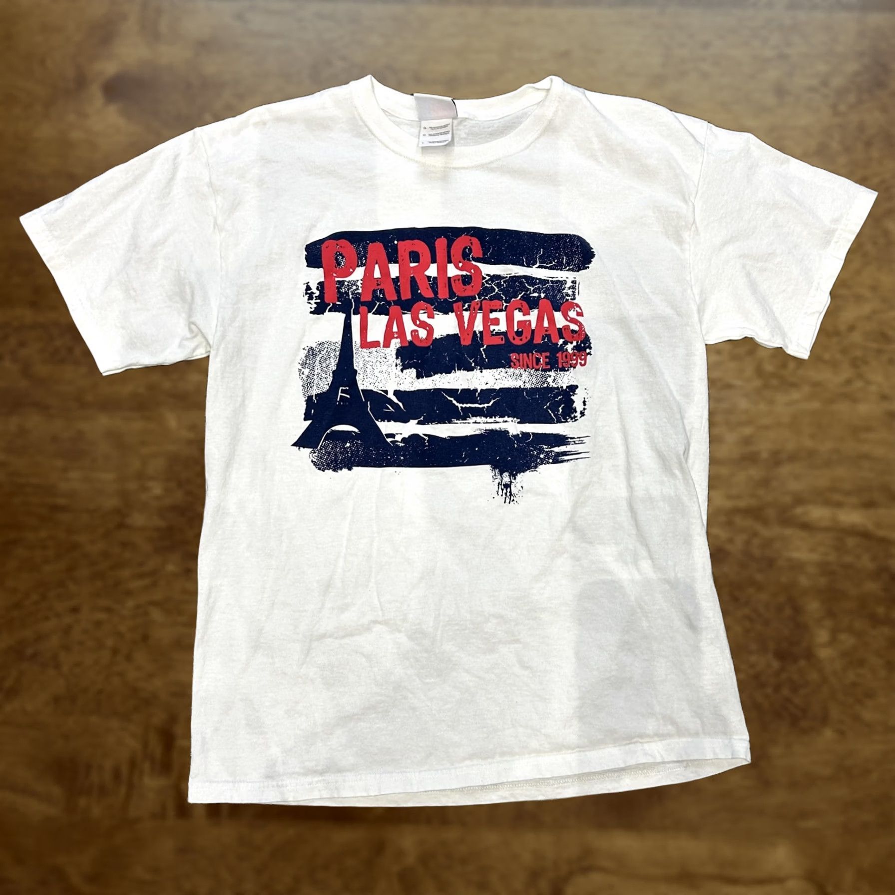 Vintage Paris Las Vegas Shirt Mens Large White Eiffel Tower Graphic Tee T-Shirt Souvenir Size US L / EU 52-54 / 3 - 1 Thumbnail