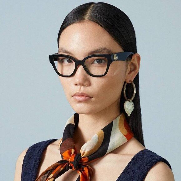 Gucci Gucci GG1424O 005 Eyeglasses Black 54mm Cat Eye Frame Size ONE SIZE - 3 Thumbnail