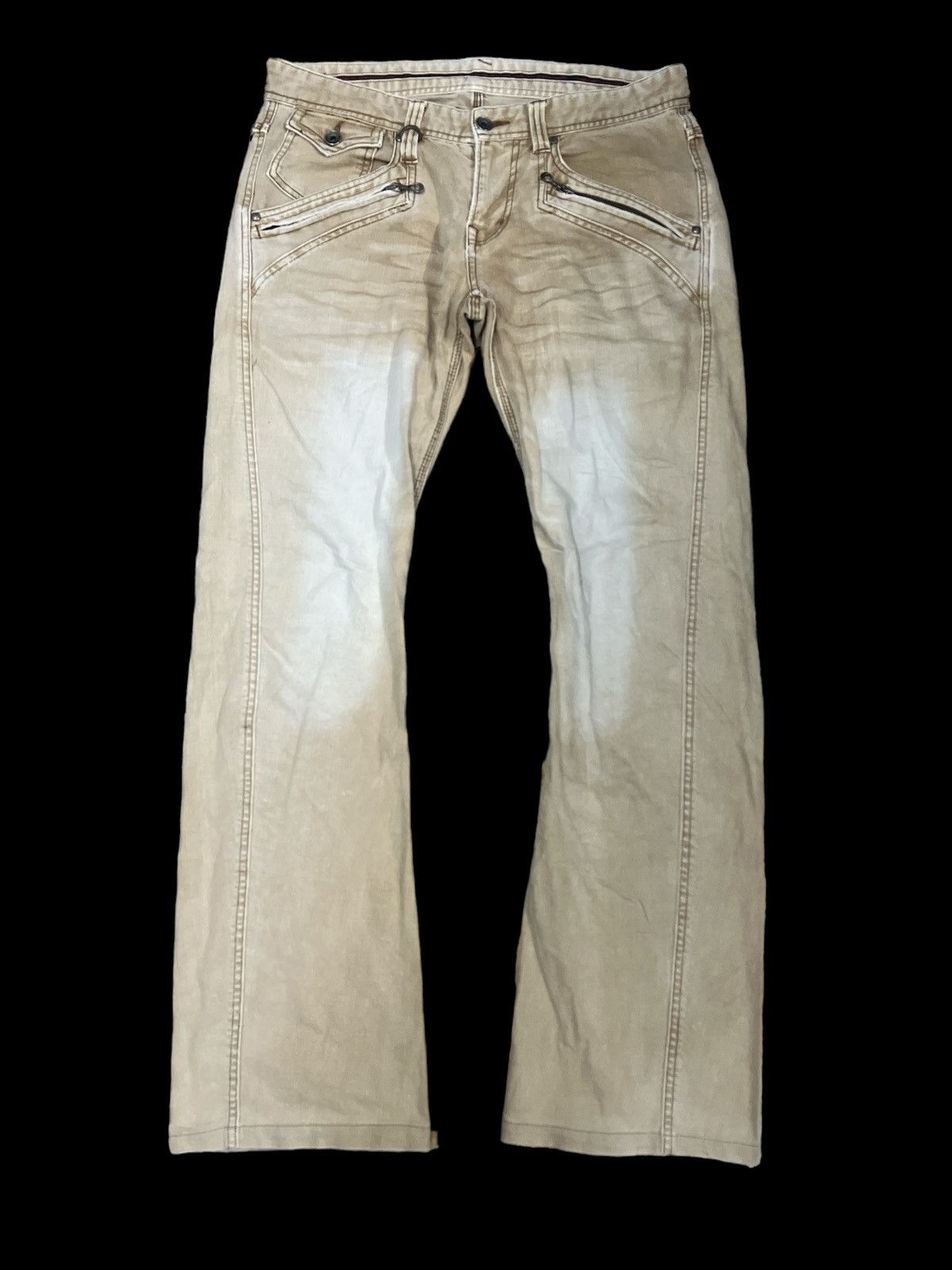 FLARED🔥NICOLE CLUB BROWN FADED DISTRESSED DENIM PANT