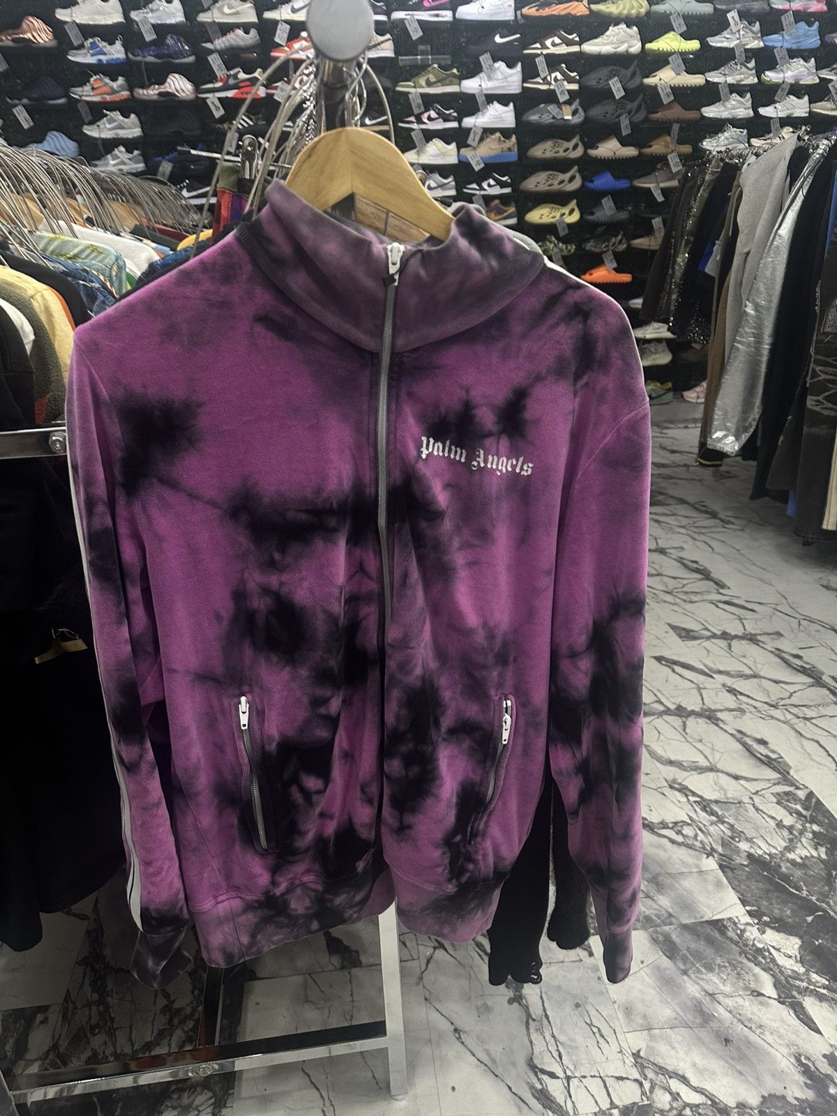 Palm Angels Purple Chenile Tie-Dye Track Jacket