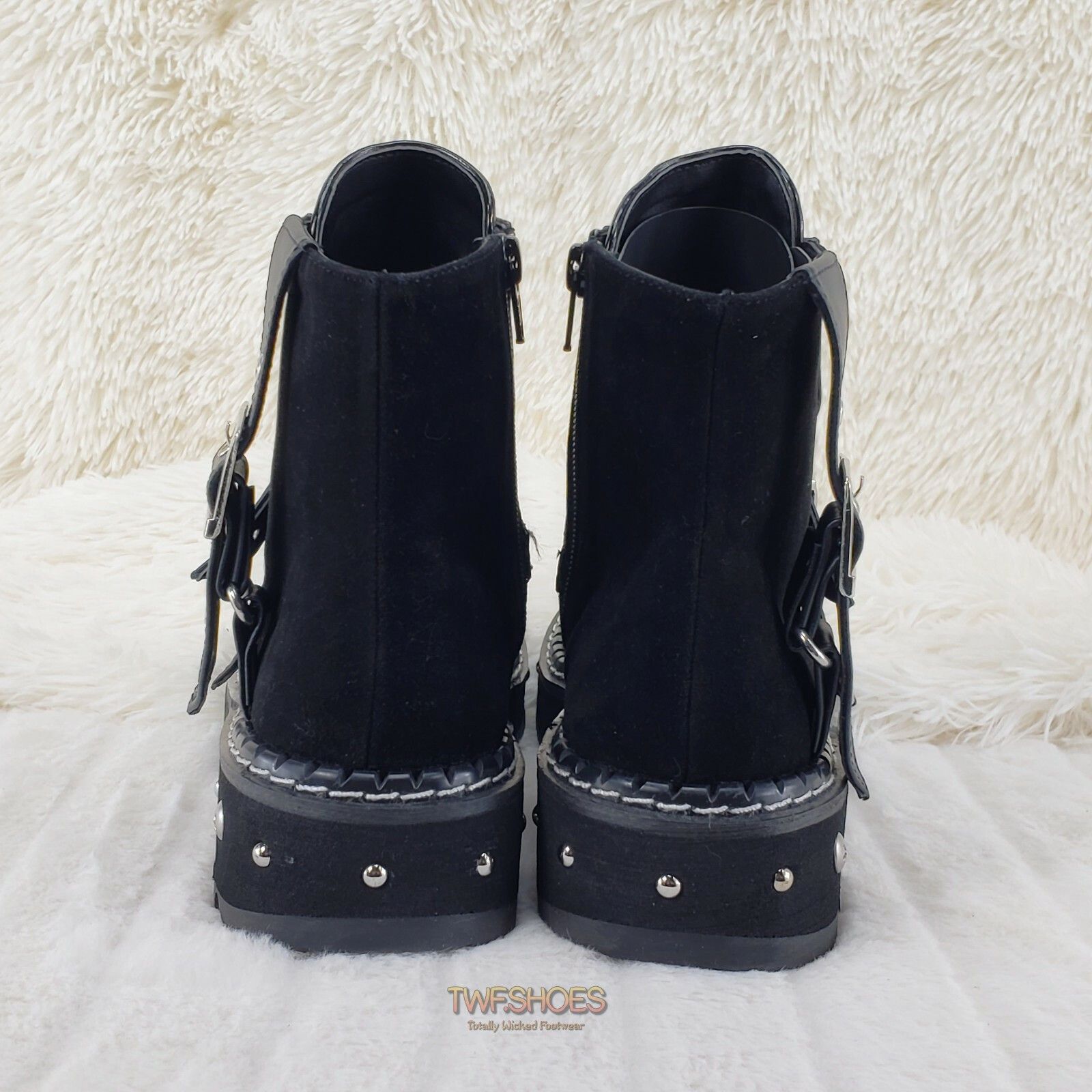 Demonia Cult DEMONIA Emily 278 Black 1.25" Studded Platform Multi Strap Size US 7 / IT 37 - 8 Thumbnail
