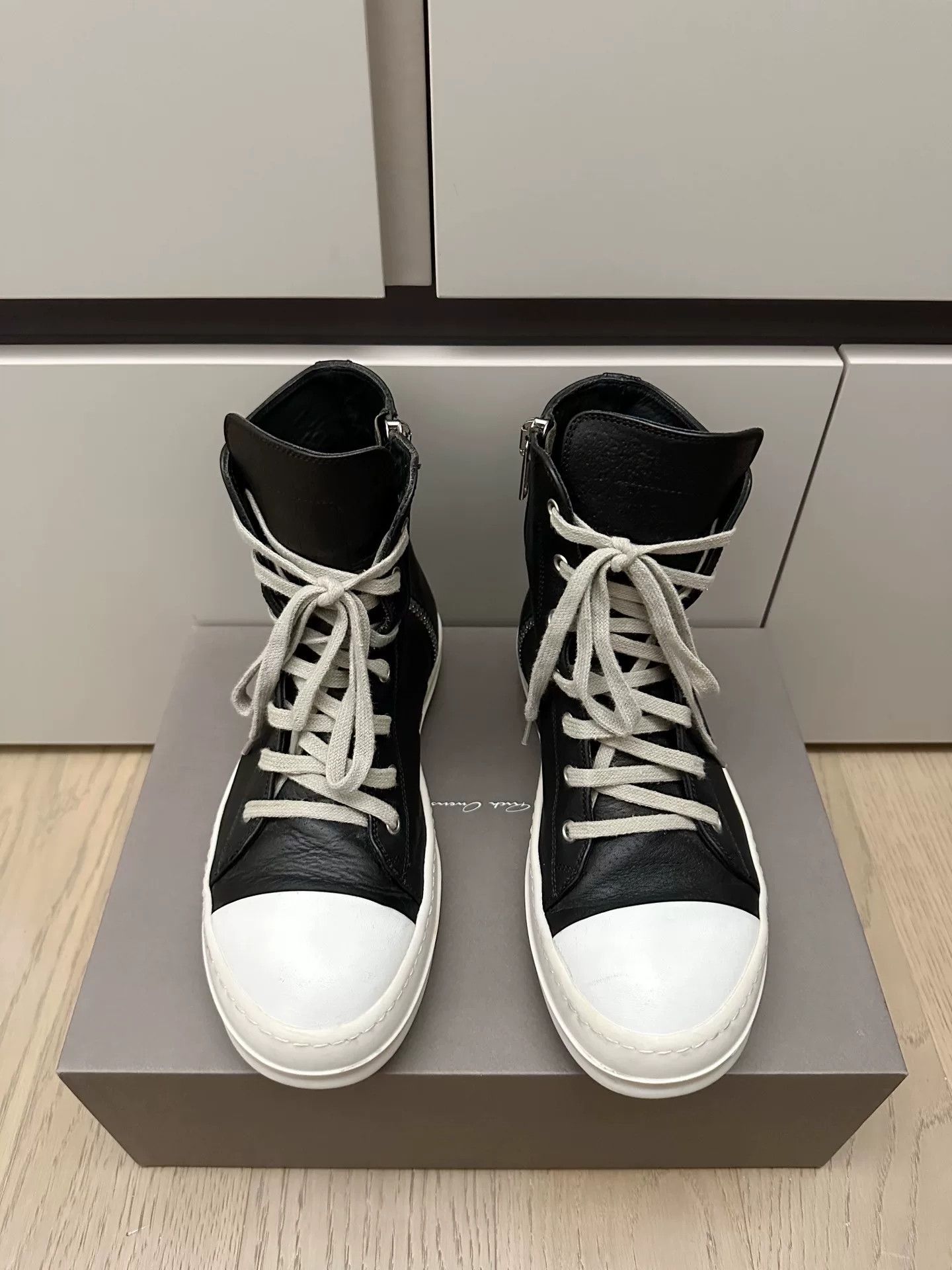 Rick Owens Ricki Owens RO High-Top Leather Zipper Sneakers Size US 7 / EU 40 - 1 Thumbnail