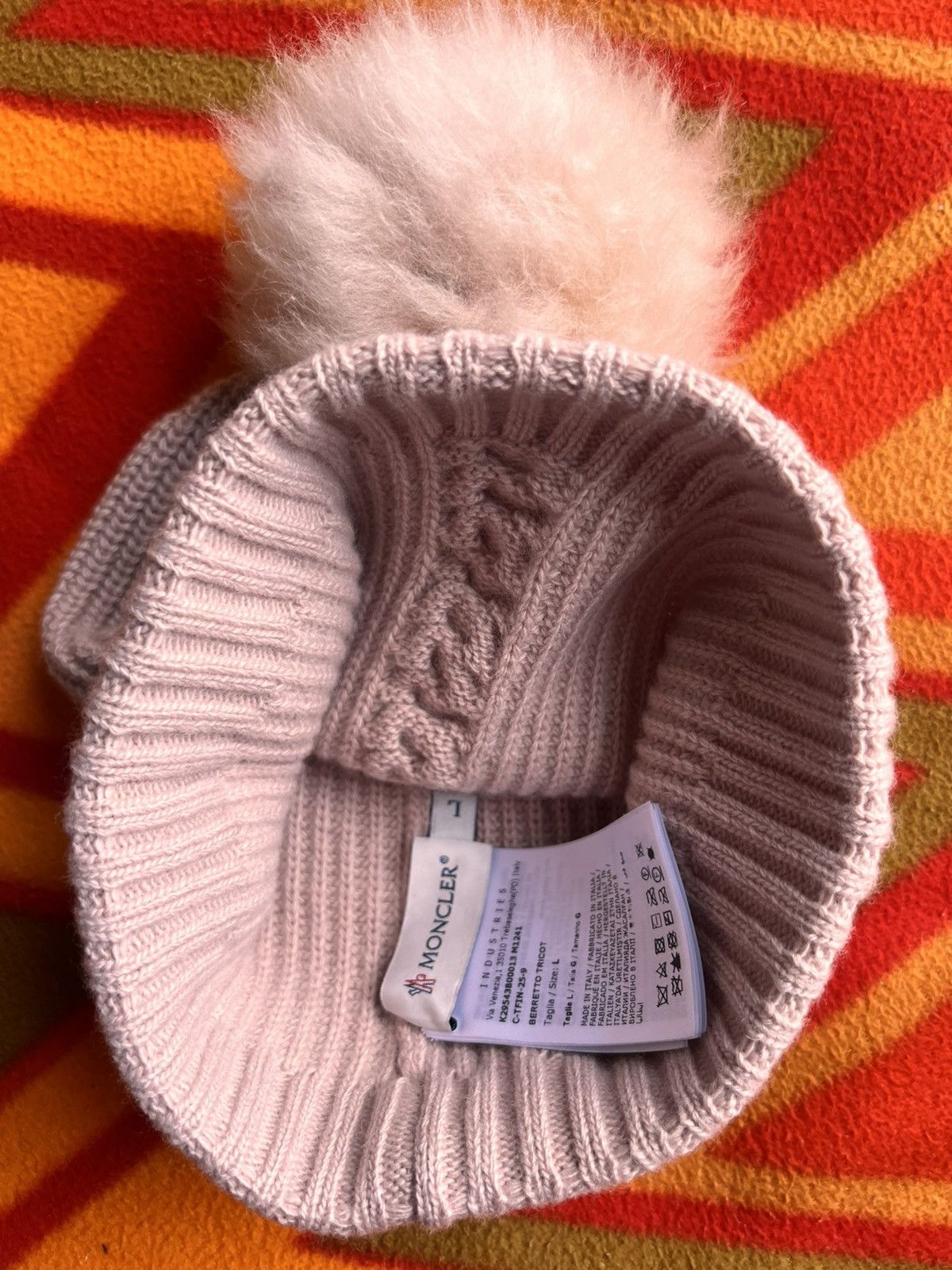 Moncler Moncler Berrett Tricot Mohair Pom Pom Beanie Pink braid wool Size ONE SIZE - 18 Thumbnail