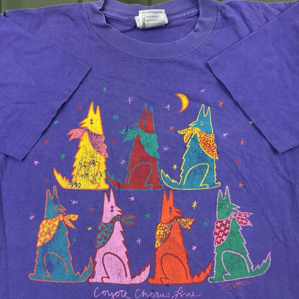 Vintage VINTAGE Oneita Coyote Chorus T Shirt Adult Large Purple Cotton Nature 90s Animals Mens Size US L / EU 52-54 / 3 - 1 Thumbnail