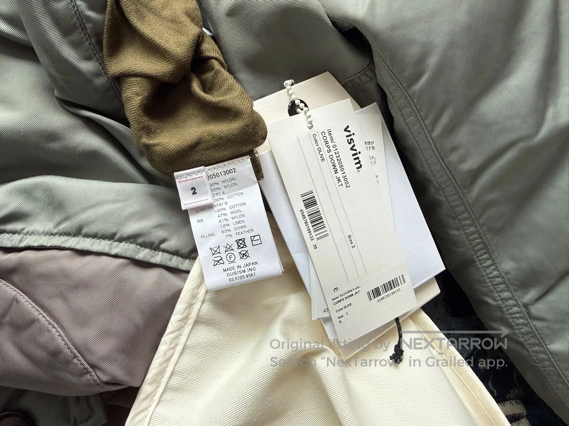 Visvim visvim corps down jacket in olive green. Size US M / EU 48-50 / 2 - 9 Thumbnail