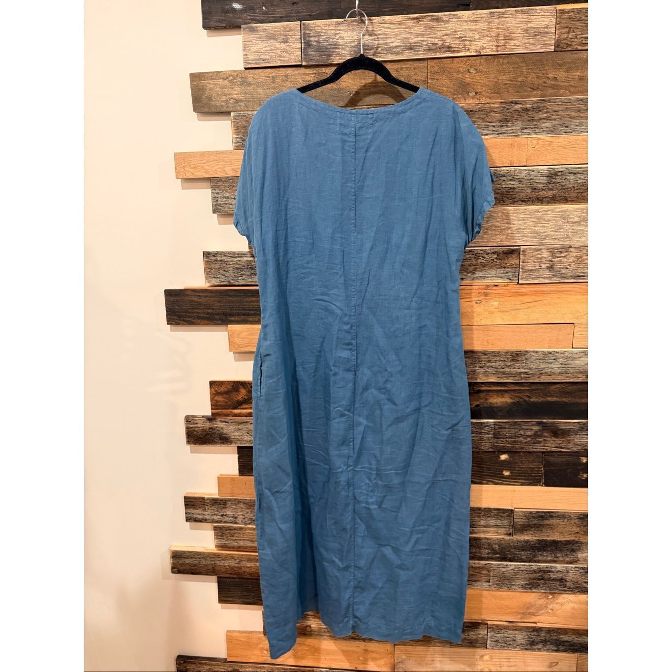 Linea Grizas linen blue dress pockets size Large Size L / US 10 / IT 46 - 2 Thumbnail