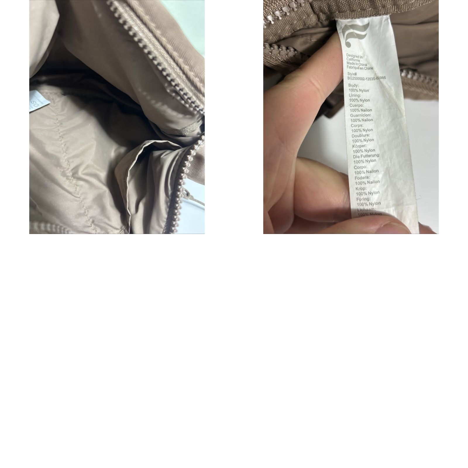 Fabletics Fabletics The Sling Crossbody Zip Bag Taupe Adjustable Strap Eco Minimalist Size ONE SIZE - 10 Thumbnail