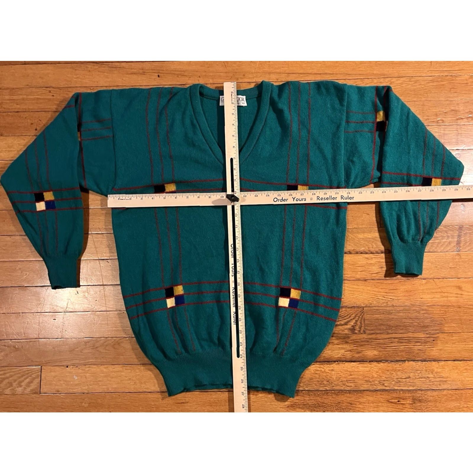 Vintage VINTAGE Glenmoor Geometric Sweater Men’s Large Green Wool Pullover Knit Size US L / EU 52-54 / 3 - 6 Thumbnail