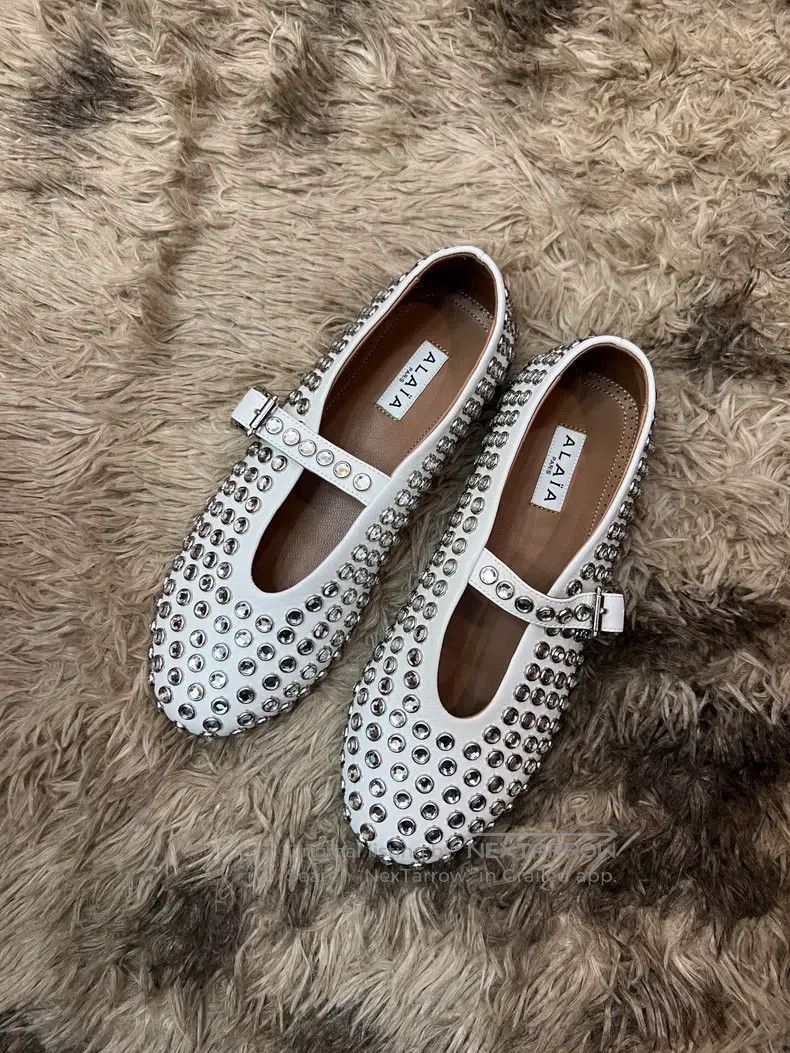 Alaia Alaia White Crystal Ballet Dance Flat Shoes Size US 5.5 / IT 35.5 - 1 Thumbnail