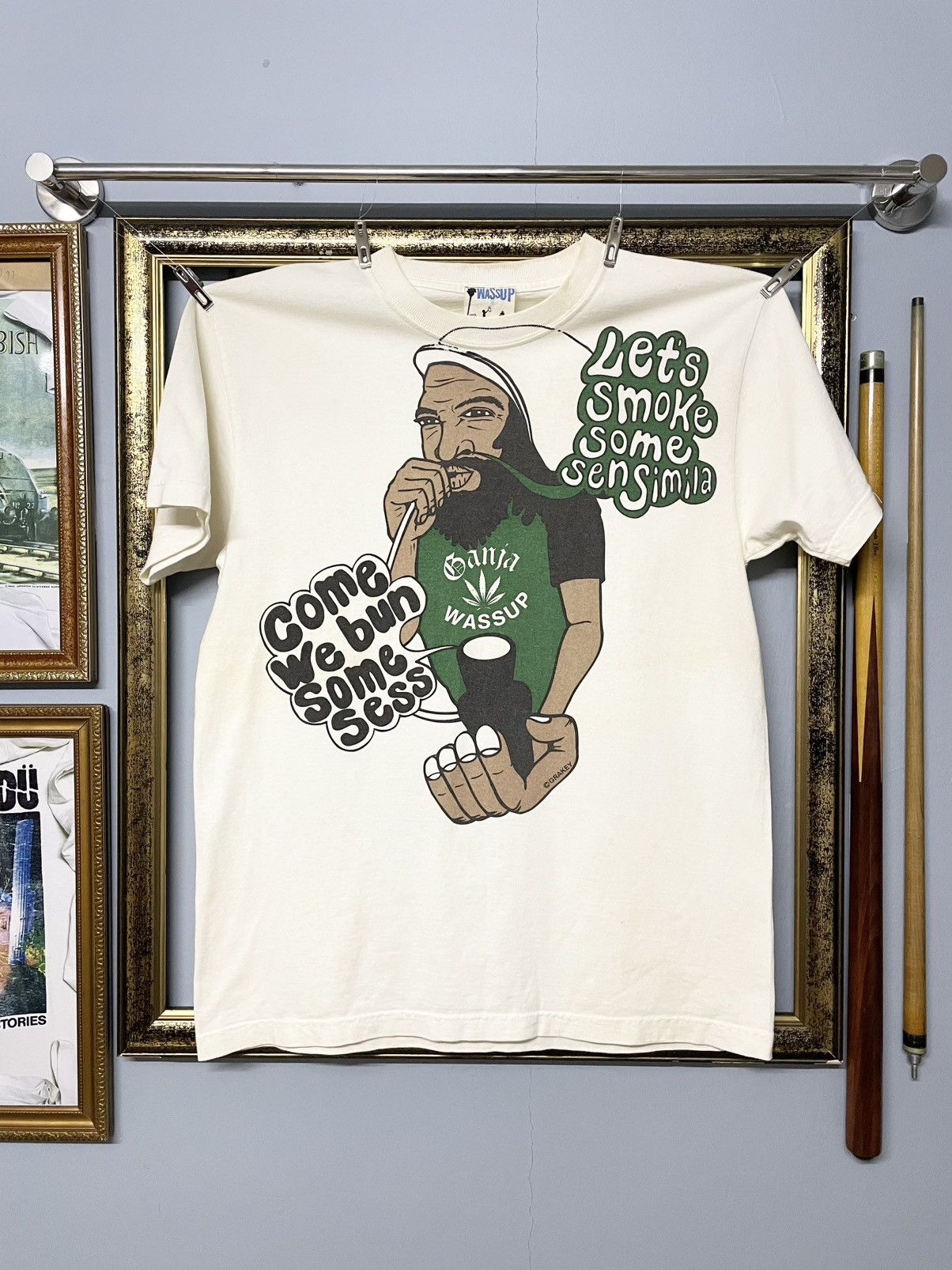 Japanese Brand Vintage 1990s Streetwear Wassup ‘Ganja’ Art By Grakey Tshirr Size US M / EU 48-50 / 2 - 1 Thumbnail