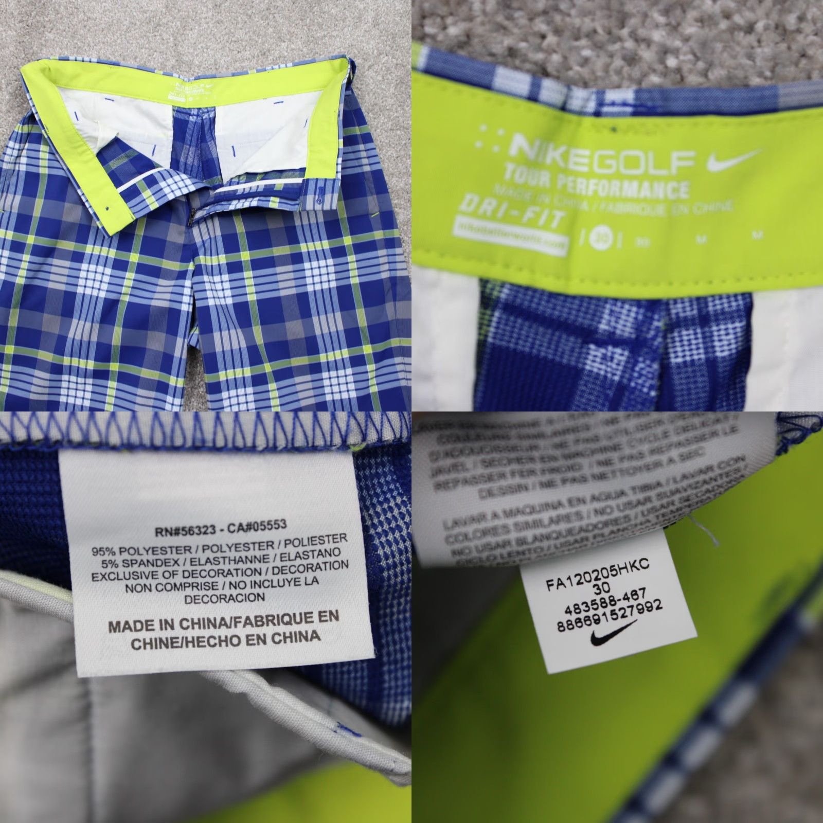 Nike Nike Golf Shorts Mens 30 Blue/Yellow Dri-Fit Tour Performance Stretch 11" Inseam Size US 30 / EU 46 - 8 Thumbnail