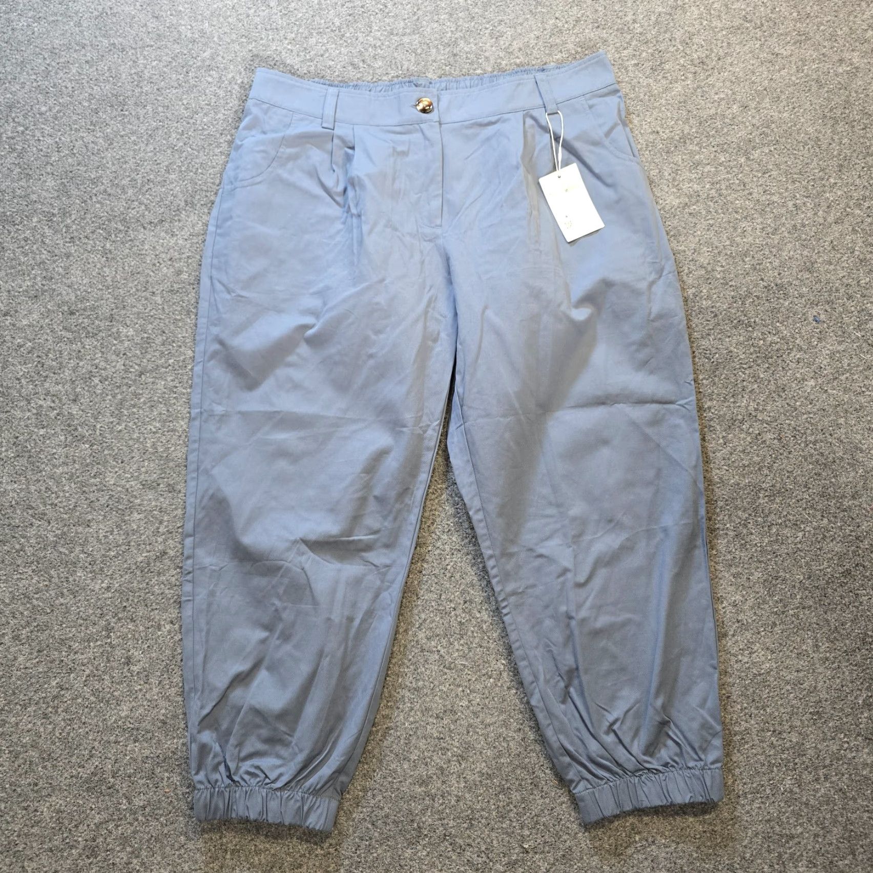 Vintage Halara Pants Womens XL Gray Mid Rise Casual Cotton Joggers Pockets Pleated Tapered Leg Size 40" / US 18 - 2 Thumbnail