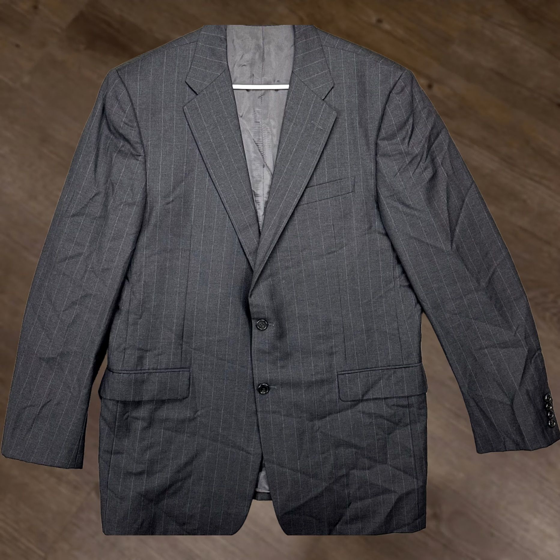 Loro Piana VINTAGE? No. Hickey Freeman Blazer Inner Pockets 44 Long Dark Grey Pinstripe 100% Wool Men Size 44R - 1 Thumbnail